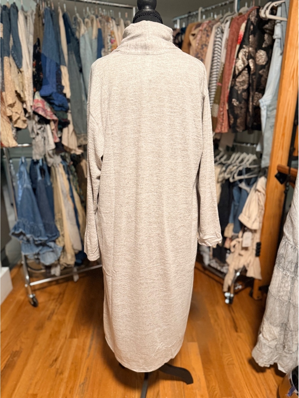DEAR SCARLETT Glam Set Turtleneck Midi Dress & Cardigan Heather Grey NWT L - Picture 4 of 7